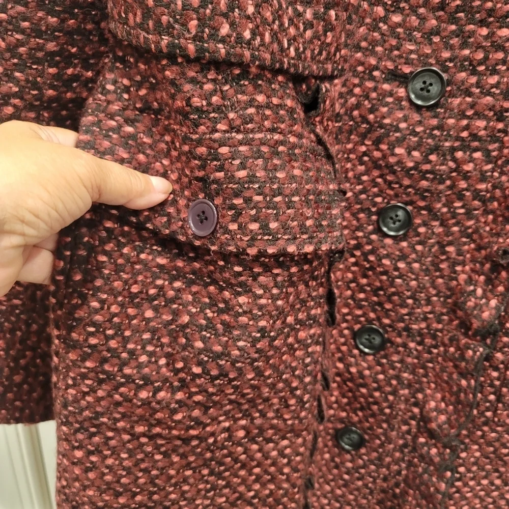 Sz 6 Wine Burgundy Beth Bowley Bouclé Coat - Picture 5 of 10